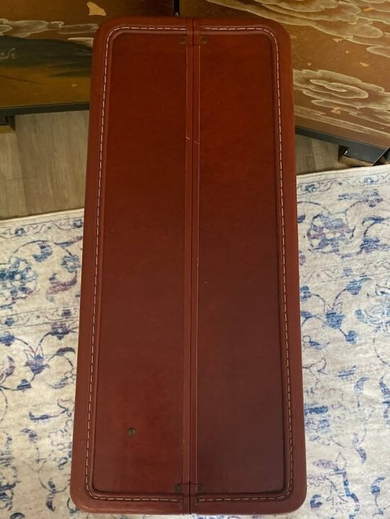 50s Vintage Large Samsonite Streamlite series Suitcase Luggage Leather Saddle - Picture 7 of 8